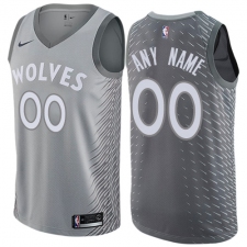Men's Nike Minnesota Timberwolves Customized Swingman Gray NBA Jersey - City Edition