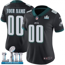 Women's Nike Philadelphia Eagles Customized Black Alternate Vapor Untouchable Custom Limited Super Bowl LII NFL Jersey