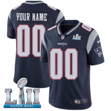 Men's Nike New England Patriots Customized Navy Blue Team Color Vapor Untouchable Custom Limited Super Bowl LII NFL Jersey