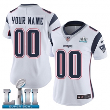 Women's Nike New England Patriots Customized White Vapor Untouchable Custom Limited Super Bowl LII NFL Jersey