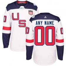 Men's Adidas Team USA Customized Authentic White Home 2016 World Cup Ice Hockey Jersey