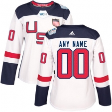 Women's Adidas Team USA Customized Authentic White Home 2016 World Cup Hockey Jersey