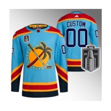 Men's Florida Panthers Custom Blue 2023 Stanley Cup Final Reverse Retro Stitched Jersey