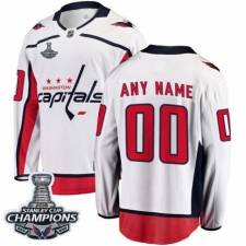 Men's Washington Capitals Customized Fanatics Branded White Away Breakaway 2018 Stanley Cup Final Champions NHL Jersey