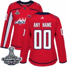 Women's Adidas Washington Capitals Customized Authentic Red Home 2018 Stanley Cup Final Champions NHL Jersey