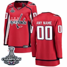 Women's Washington Capitals Customized Fanatics Branded Red Home Breakaway 2018 Stanley Cup Final Champions NHL Jersey