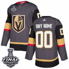 Men's Adidas Vegas Golden Knights Customized Authentic Gray Home 2018 Stanley Cup Final NHL Jersey