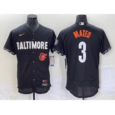 Men's Baltimore Orioles #3 Jorge Mateo Black 2023 City Connect Flex Base Stitched Jersey 1 