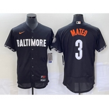 Men's Baltimore Orioles #3 Jorge Mateo Black 2023 City Connect Flex Base Stitched Jersey