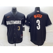 Men's Baltimore Orioles #3 Jorge Mateo Number Black 2023 City Connect Cool Base Stitched Jersey