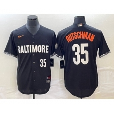 Men's Baltimore Orioles #35 Adley Rutschman Number Black 2023 City Connect Cool Base Stitched Jersey 1
