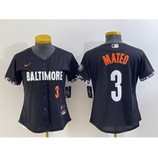 Women's Baltimore Orioles #3 Jorge Mateo Number Black 2023 City Connect Cool Base Stitched Jersey 2