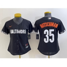 Women's Baltimore Orioles #35 Adley Rutschman Black 2023 City Connect Cool Base Stitched Jersey