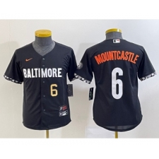 Youth Baltimore Orioles #6 Ryan Mountcastle Number Black 2023 City Connect Cool Base Stitched Jersey 2