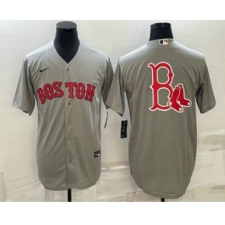 Men's Boston Red Sox Big Logo Grey Stitched MLB Cool Base Nike Jersey