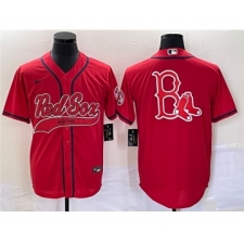 Men's Boston Red Sox Red Team Big Logo Cool Base Stitched Baseball Jersey