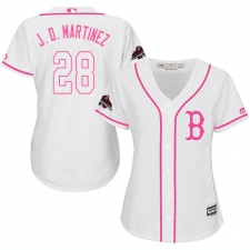 Women's Majestic Boston Red Sox #28 J D  Martinez Authentic White Fashion 2018 World Series Champions MLB Jersey