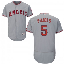 Men's Majestic Los Angeles Angels of Anaheim #5 Albert Pujols Grey Road Flex Base Authentic Collection MLB Jersey