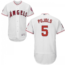 Men's Majestic Los Angeles Angels of Anaheim #5 Albert Pujols White Home Flex Base Authentic Collection MLB Jersey