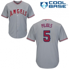 Youth Majestic Los Angeles Angels of Anaheim #5 Albert Pujols Replica Grey Road Cool Base MLB Jersey
