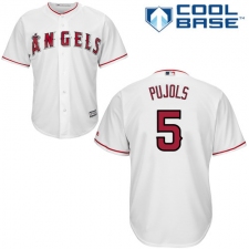 Youth Majestic Los Angeles Angels of Anaheim #5 Albert Pujols Replica White Home Cool Base MLB Jersey