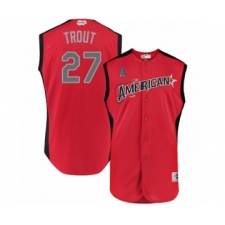 Youth Los Angeles Angels of Anaheim #27 Mike Trout Authentic Red American League 2019 Baseball All-Star Jersey