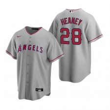 Men's Nike Los Angeles Angels #28 Andrew Heaney Gray Road Stitched Baseball Jersey