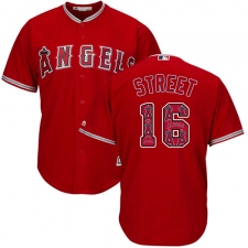 Men's Majestic Los Angeles Angels of Anaheim #16 Huston Street Authentic Red Team Logo Fashion Cool Base MLB Jersey
