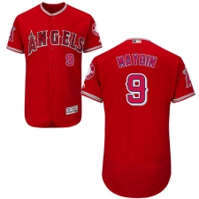 Men's Majestic Los Angeles Angels of Anaheim #9 Cameron Maybin Red Alternate Flexbase Authentic Collection MLB Jersey