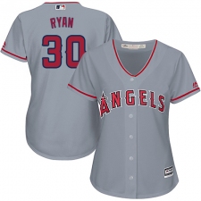 Women's Majestic Los Angeles Angels of Anaheim #30 Nolan Ryan Replica Grey Road Cool Base MLB Jersey