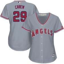 Women's Majestic Los Angeles Angels of Anaheim #29 Rod Carew Replica Grey Road Cool Base MLB Jersey