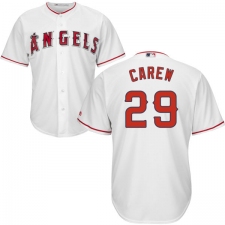 Youth Majestic Los Angeles Angels of Anaheim #29 Rod Carew Replica White Home Cool Base MLB Jersey