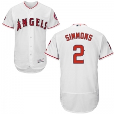 Men's Majestic Los Angeles Angels of Anaheim #2 Andrelton Simmons White Home Flex Base Authentic Collection MLB Jersey