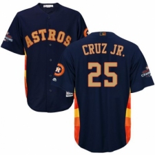 Youth Majestic Houston Astros #25 Jose Cruz Jr. Authentic Navy Blue Alternate 2018 Gold Program Cool Base MLB Jersey