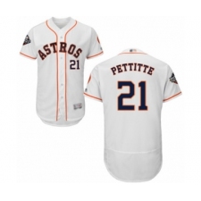 Men's Houston Astros #21 Andy Pettitte White Home Flex Base Authentic Collection 2019 World Series Bound Baseball Jersey
