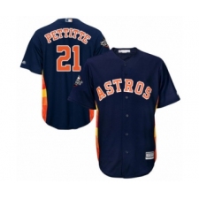 Youth Houston Astros #21 Andy Pettitte Authentic Navy Blue Alternate Cool Base 2019 World Series Bound Baseball Jersey