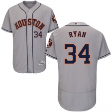 Men's Majestic Houston Astros #34 Nolan Ryan Grey Road Flex Base Authentic Collection MLB Jersey
