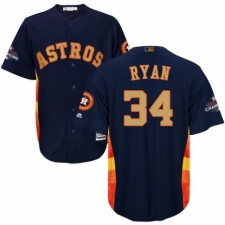 Youth Majestic Houston Astros #34 Nolan Ryan Authentic Navy Blue Alternate 2018 Gold Program Cool Base MLB Jersey