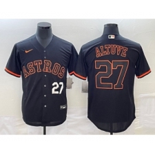 Men's Houston Astros #27 Jose Altuve Number Lights Out Black Fashion Stitched MLB Cool Base Nike Jersey2