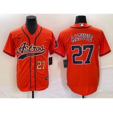 Men's Houston Astros #27 Jose Altuve Number Orange Cool Base Stitched Baseball Jersey