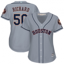 Women's Majestic Houston Astros #50 J.R. Richard Replica Grey Road Cool Base MLB Jersey