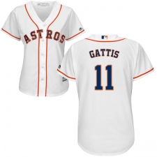 Women's Majestic Houston Astros #11 Evan Gattis Replica White Home Cool Base MLB Jersey
