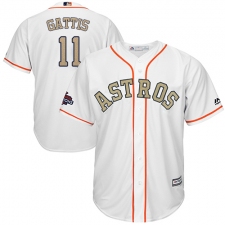 Youth Majestic Houston Astros #11 Evan Gattis Authentic White 2018 Gold Program Cool Base MLB Jersey