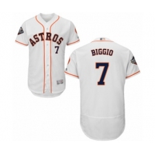Men's Houston Astros #7 Craig Biggio White Home Flex Base Authentic Collection 2019 World Series Bound Baseball Jersey