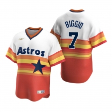Men's Nike Houston Astros #7 Craig Biggio White Orange Cooperstown Collection Home Stitched Baseball Jersey