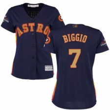 Women's Majestic Houston Astros #7 Craig Biggio Authentic Navy Blue Alternate 2018 Gold Program Cool Base MLB Jersey
