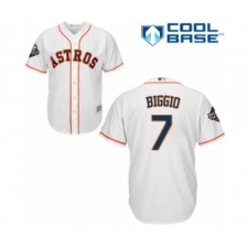 Youth Houston Astros #7 Craig Biggio Authentic White Home Cool Base 2019 World Series Bound Baseball Jersey