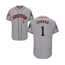 Men's Houston Astros #1 Carlos Correa Grey Road Flex Base Authentic Collection 2019 World Series Bound Baseball Jersey