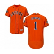 Men's Houston Astros #1 Carlos Correa Orange Alternate Flex Base Authentic Collection 2019 World Series Bound Baseball Jersey