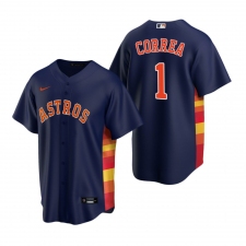 Men's Nike Houston Astros #1 Carlos Correa Navy Alternate Stitched Baseball Jersey